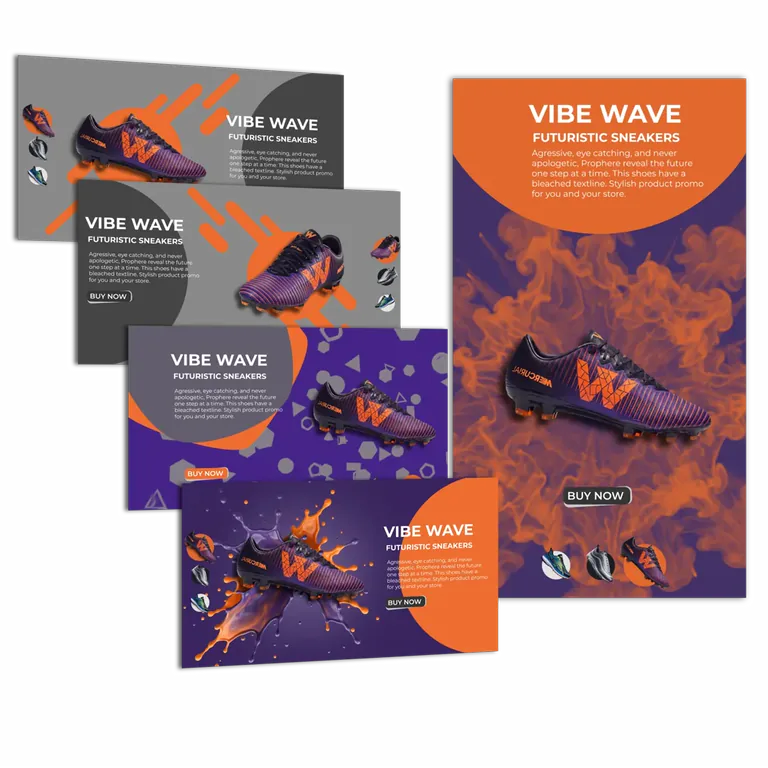 One sneaker campaign as a set of colourway and layout variants